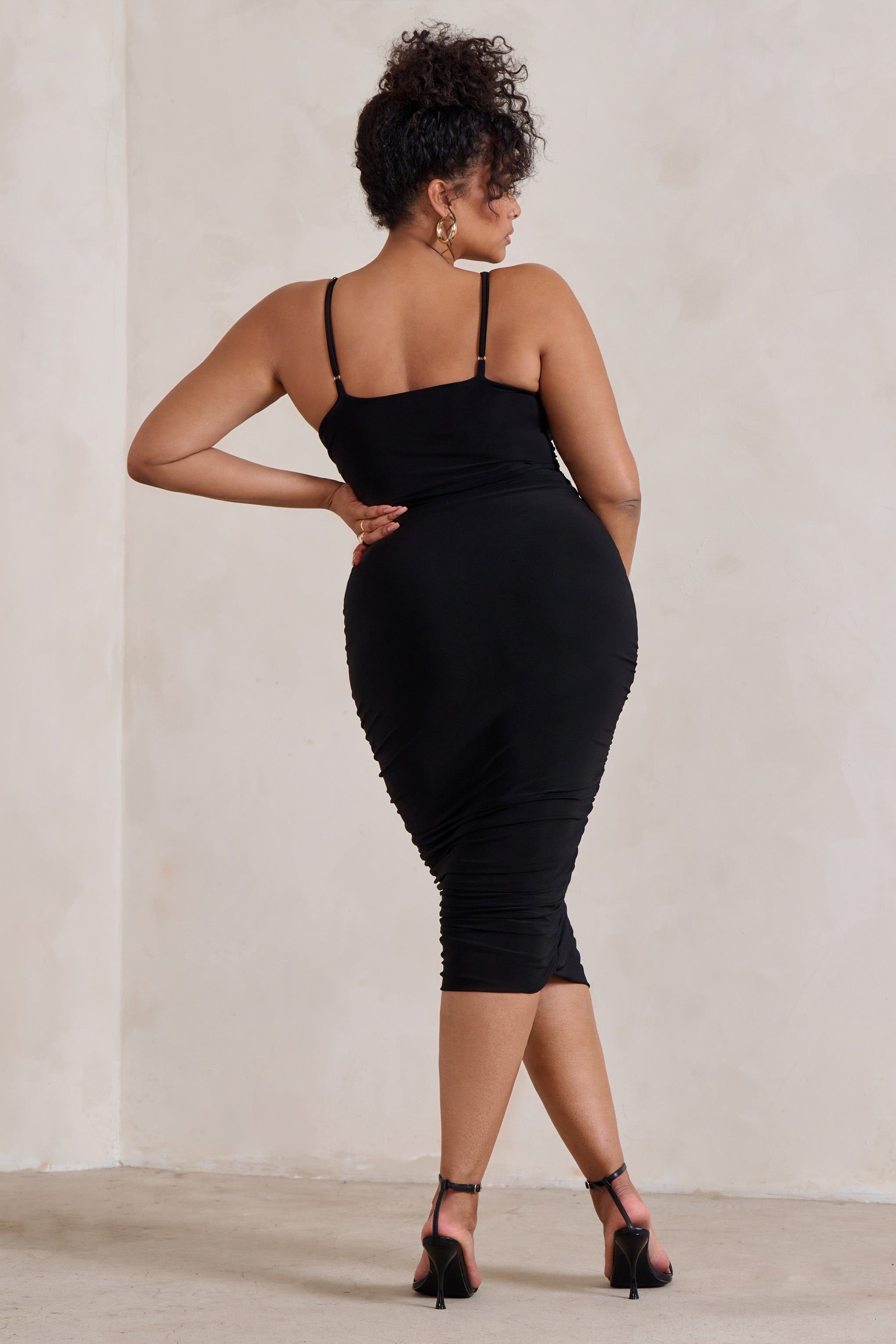 Desired | Black Knot Detail Ruched Midi Dress sold by Club L London product image thumbnail 4
