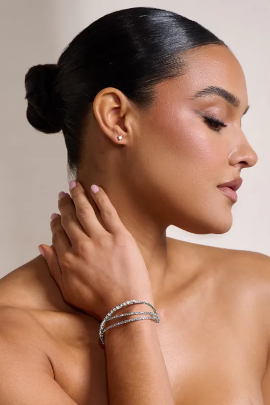 Dakota | Silver Multi Layered Diamante Bracelet sold by Club L London