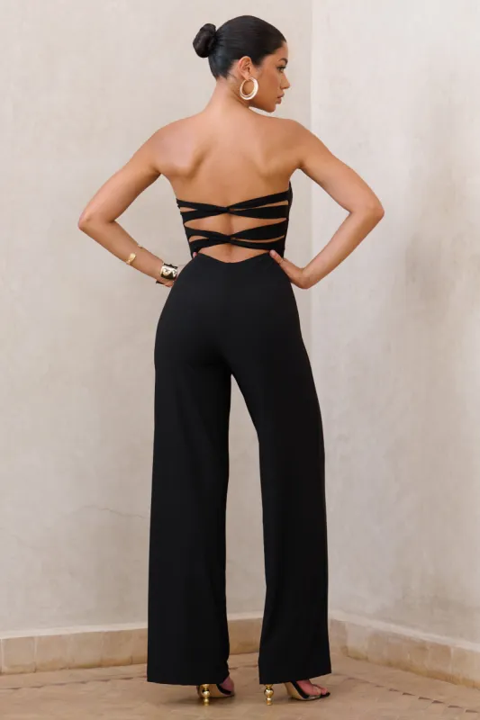 Janon | Black Sweetheart Bandeau Jumpsuit sold by Club L London