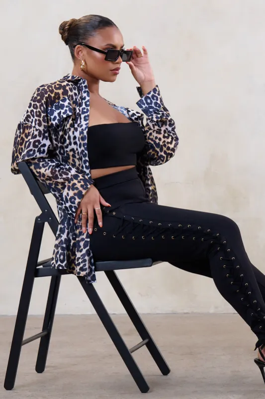 Put Together | Plus Leopard Sheer Oversized Shirt sold by Club L London
