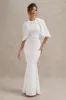 Kianne | White Draped Short-Sleeve Maxi Dress sold by Club L London