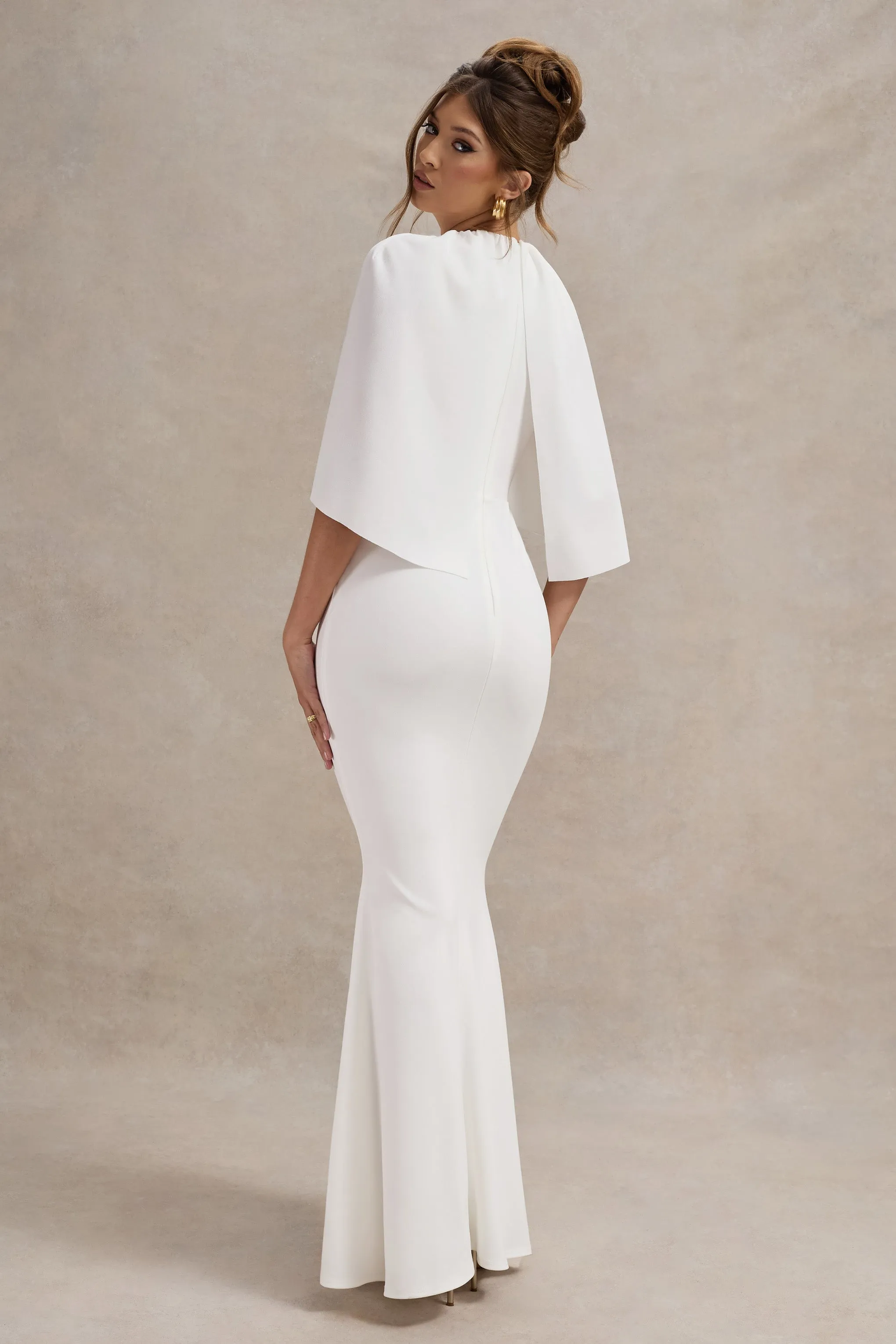 Kianne | White Draped Short-Sleeve Maxi Dress sold by Club L London product image thumbnail 2