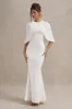 Kianne | White Draped Short-Sleeve Maxi Dress sold by Club L London