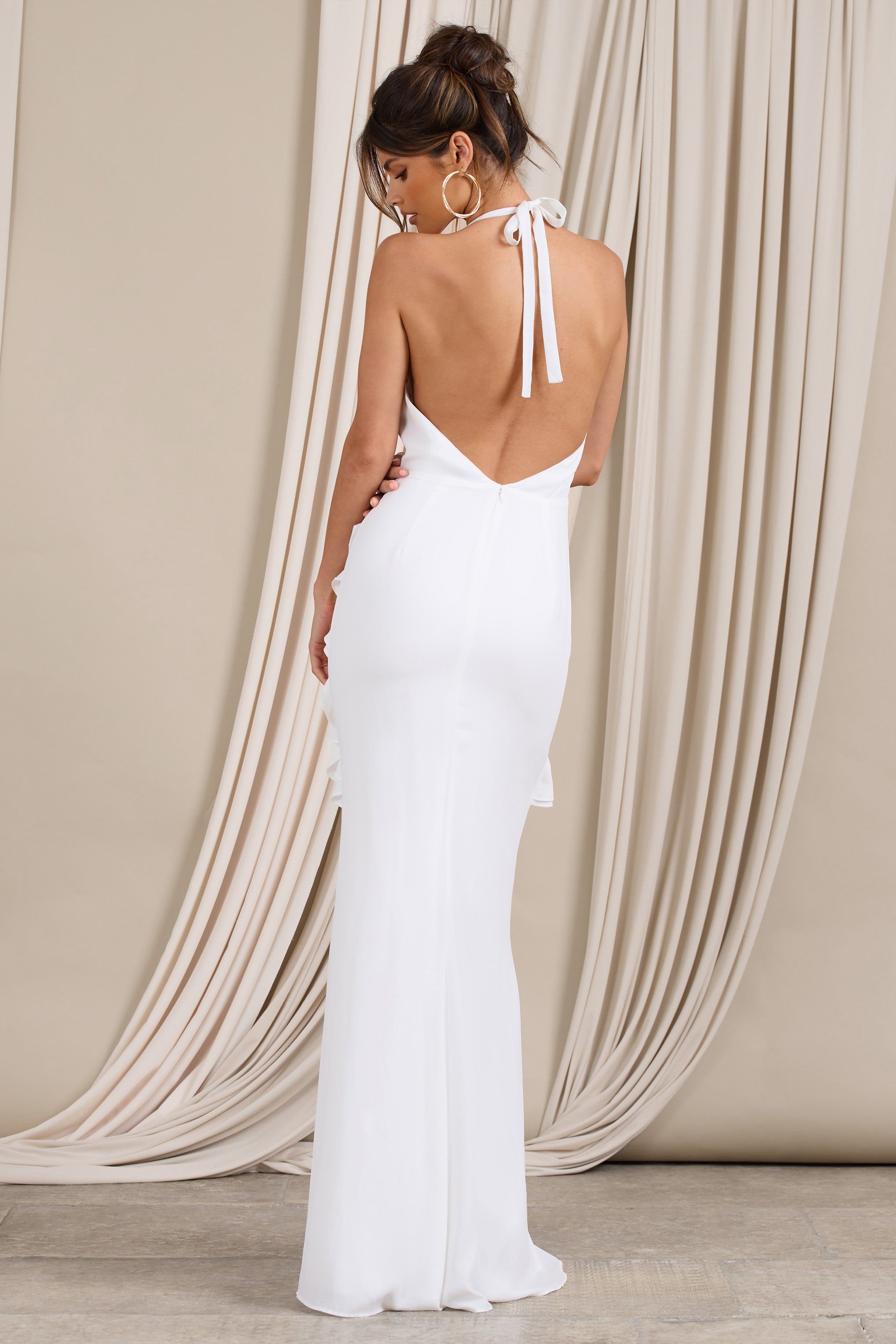 Morning | White Halter-Neck Split Maxi Dress sold by Club L London product image thumbnail 2