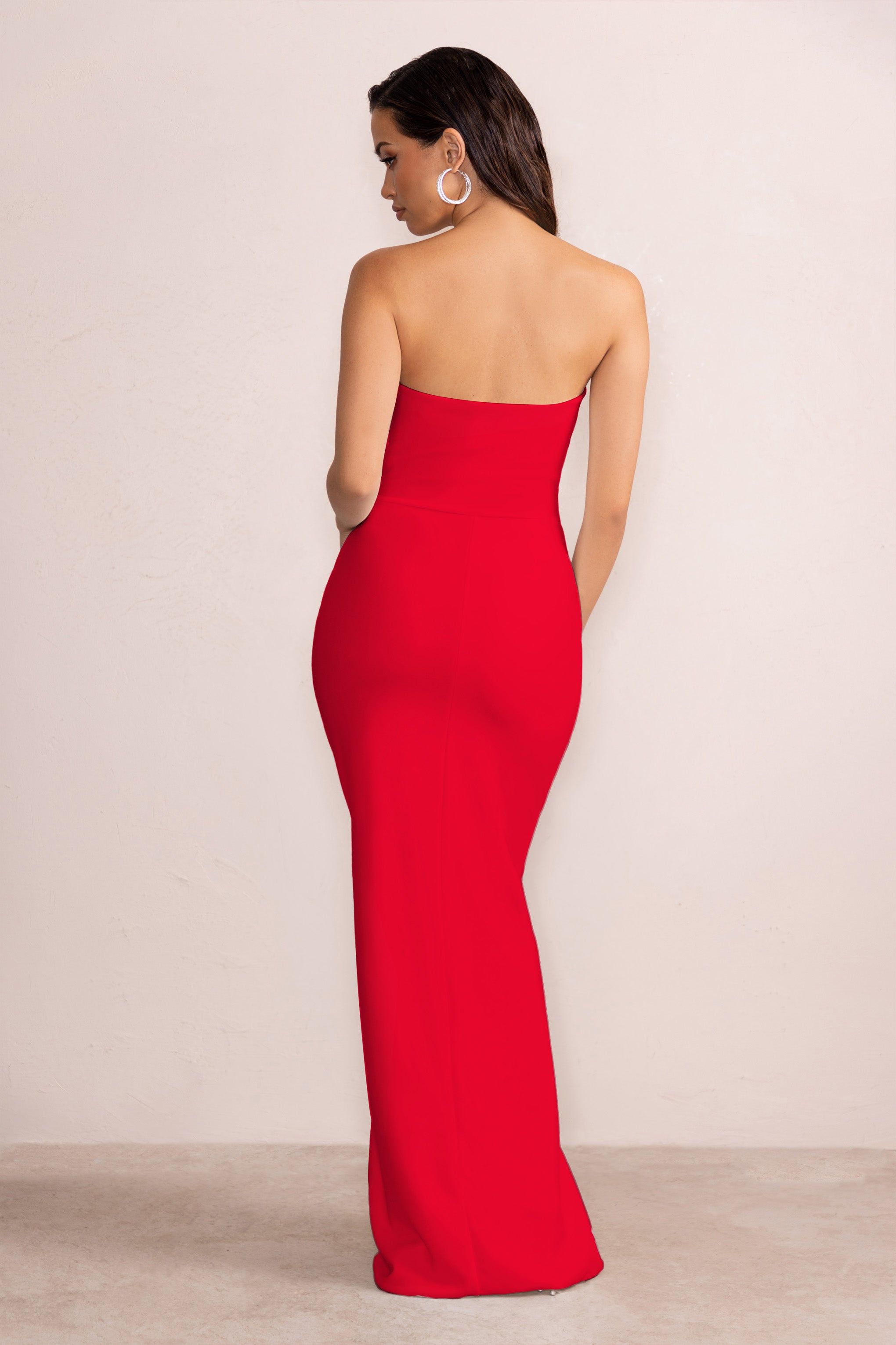 Belle of The Ball | Red Bandeau Maxi Dress With Split Hem sold by Club L London product image thumbnail 2