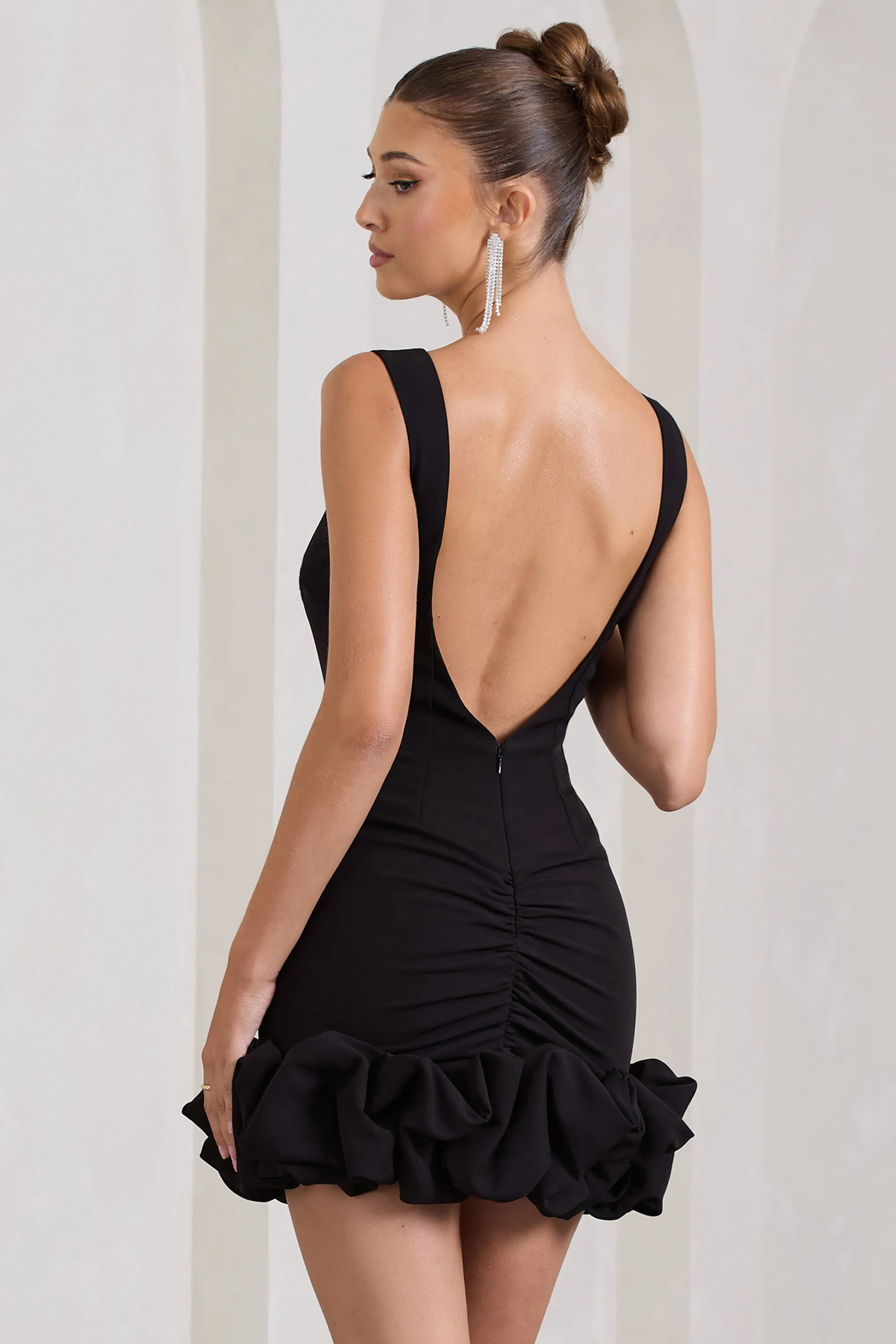 Lucy | Black Strappy Mini Dress With Ruffle Trim sold by Club L London product image thumbnail 2