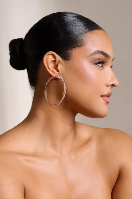 Lila | Rose Gold Twisted Large Hoops sold by Club L London