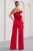 Candy | Red Asymmetric One Shoulder Ruched Jumpsuit sold by Club L London