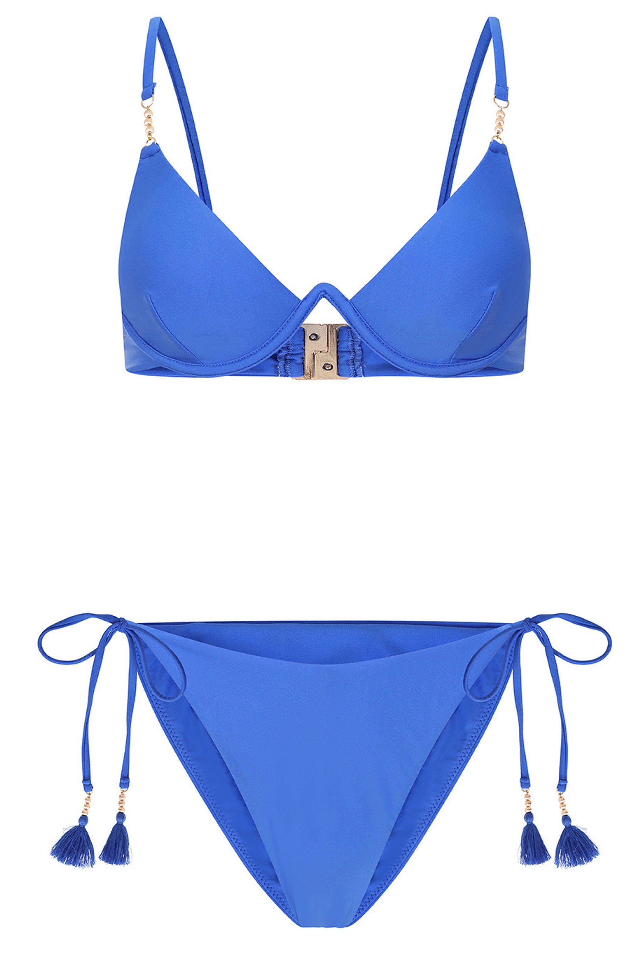 Sway | Blue Beaded Bikini Top sold by Club L London product image thumbnail 8
