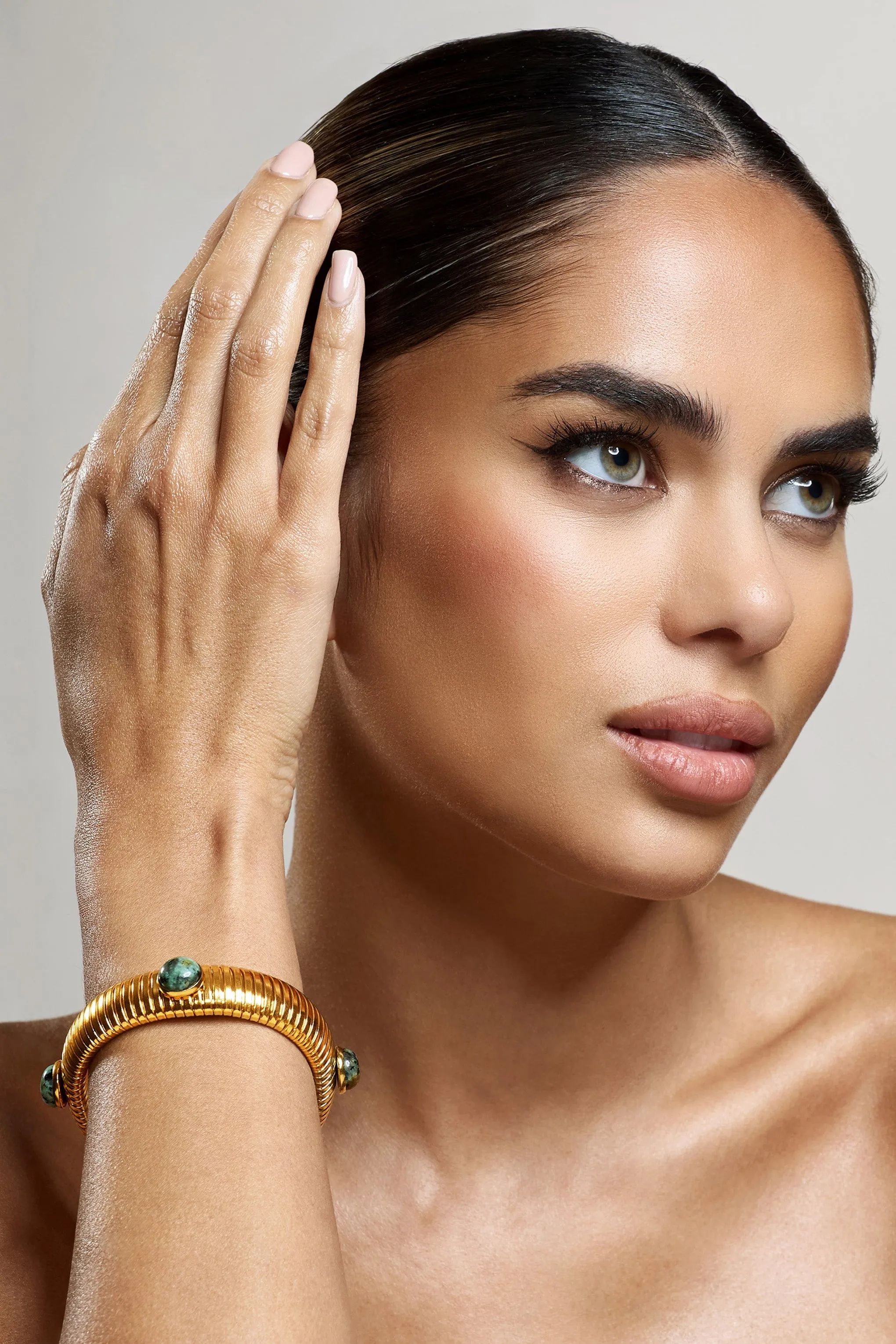 Adrianne | Gold Bracelet With Blue Pendants sold by Club L London product image thumbnail 3