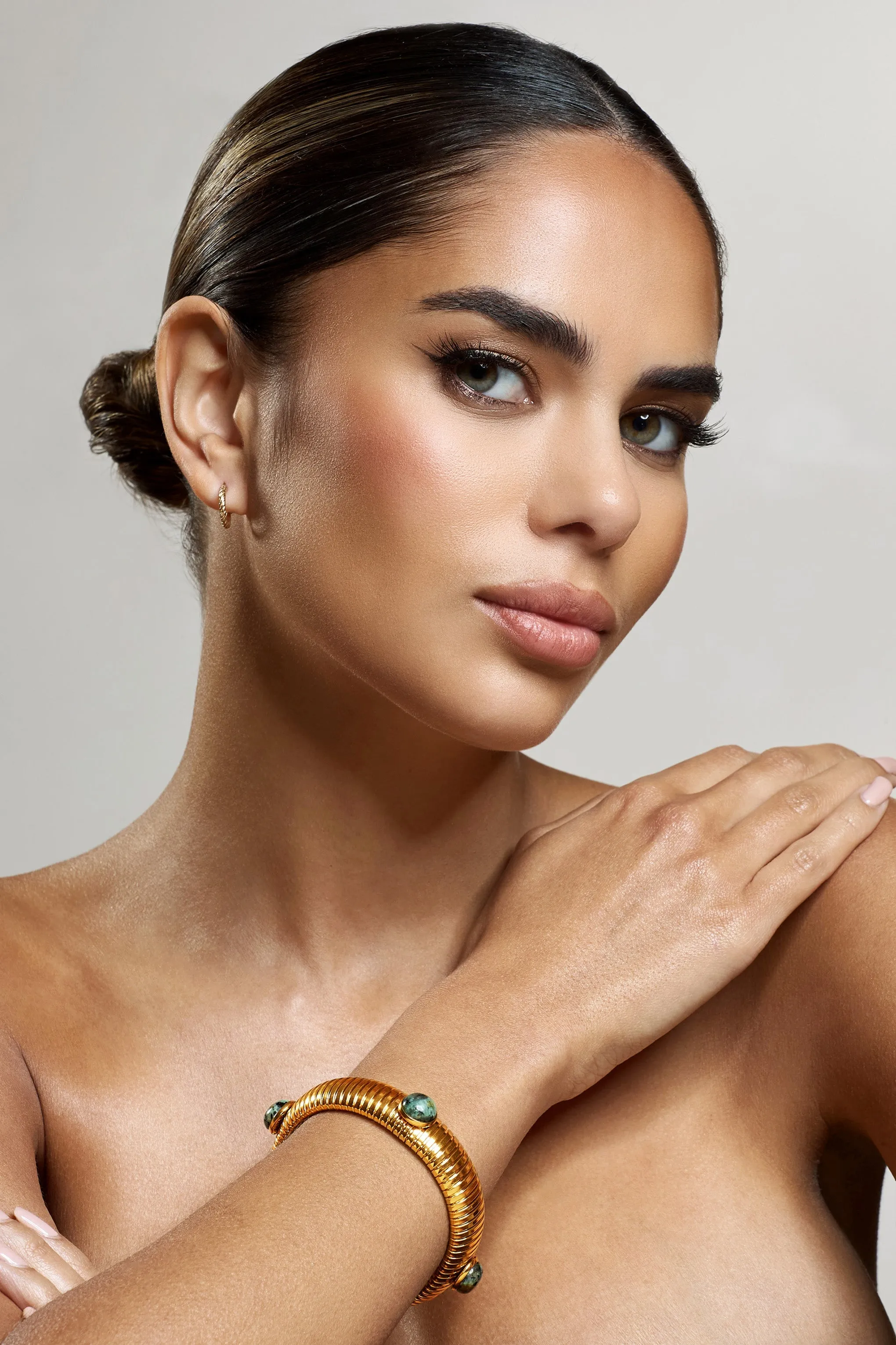 Adrianne | Gold Bracelet With Blue Pendants sold by Club L London product image thumbnail 4
