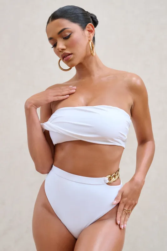 Wealth | White High Waisted Chain Bikini Bottoms sold by Club L London