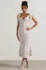 Caserta | White & Red Floral Buttoned Midi Dress With Flared Hem sold by Club L London