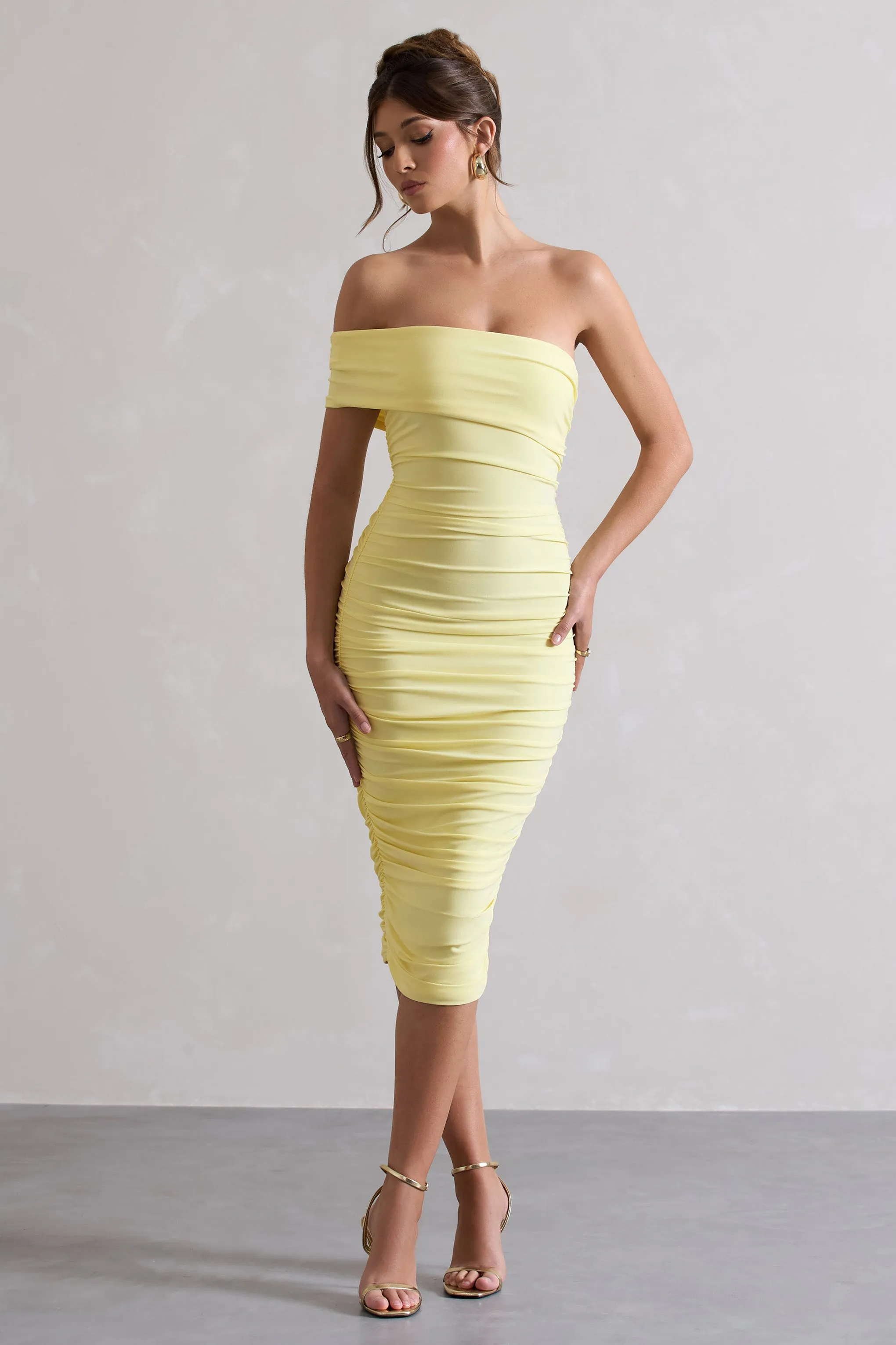 Remember Me | Lemon One Shoulder Midi Dress sold by Club L London