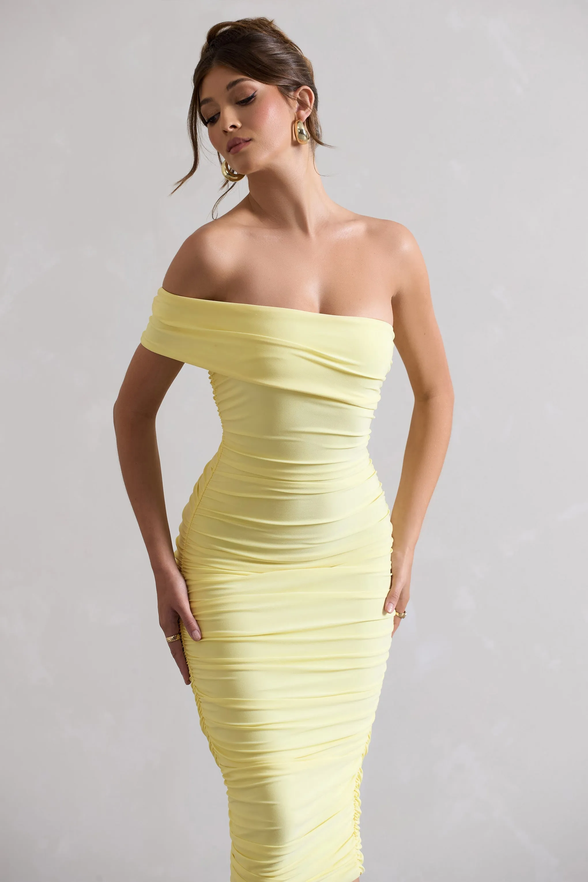 Remember Me | Lemon One Shoulder Midi Dress sold by Club L London product image thumbnail 3