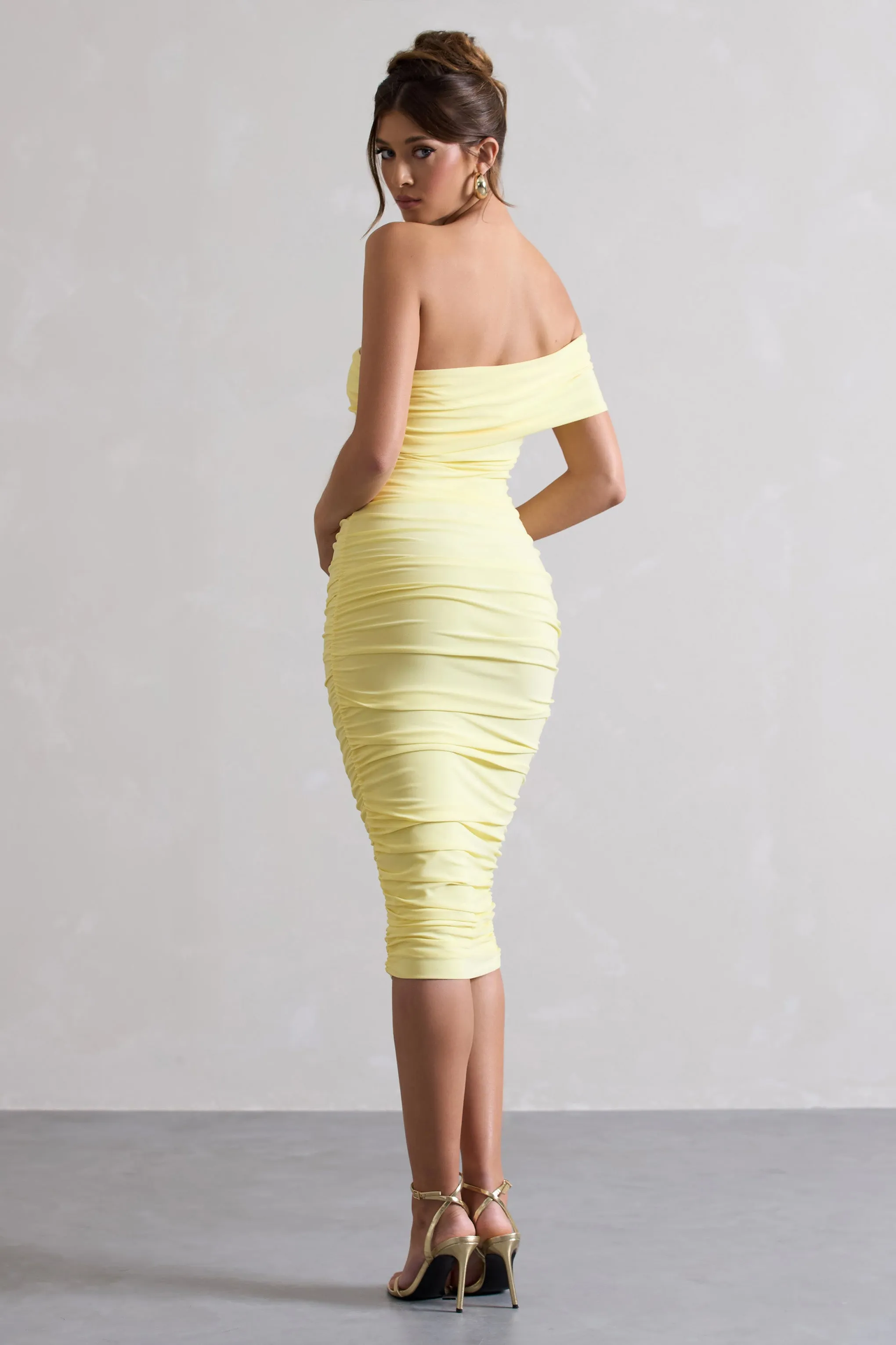 Remember Me | Lemon One Shoulder Midi Dress sold by Club L London product image thumbnail 2