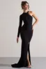 Toya | Black Asymmetric Split Maxi Dress sold by Club L London