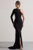 Toya | Black Asymmetric Split Maxi Dress sold by Club L London