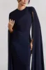Magdelena | Navy Asymmetric Cape Maxi Dress sold by Club L London