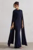 Magdelena | Navy Asymmetric Cape Maxi Dress sold by Club L London
