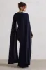 Magdelena | Navy Asymmetric Cape Maxi Dress sold by Club L London