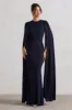 Magdelena | Navy Asymmetric Cape Maxi Dress sold by Club L London