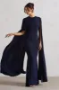 Magdelena | Navy Asymmetric Cape Maxi Dress sold by Club L London