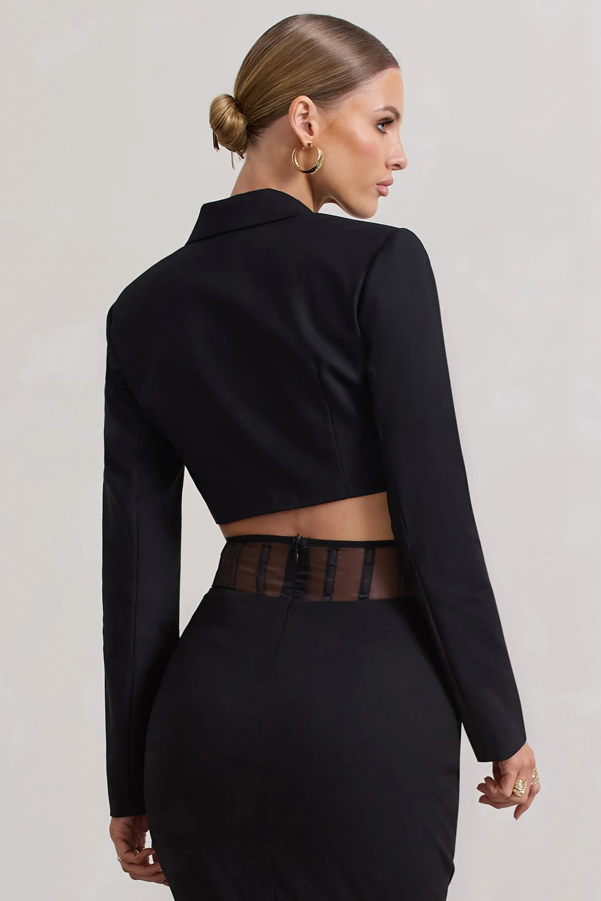 Interrupted | Black Tailored Cropped Blazer sold by Club L London product image thumbnail 4