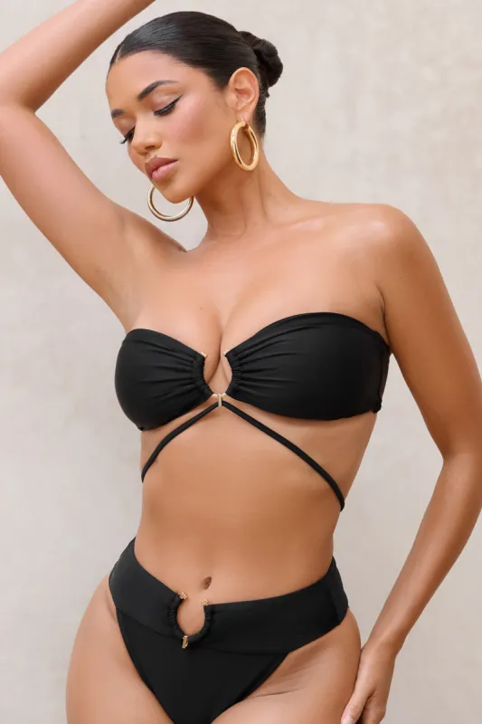 Freyr | Black Bandeau Bikini Top made by Club L London
