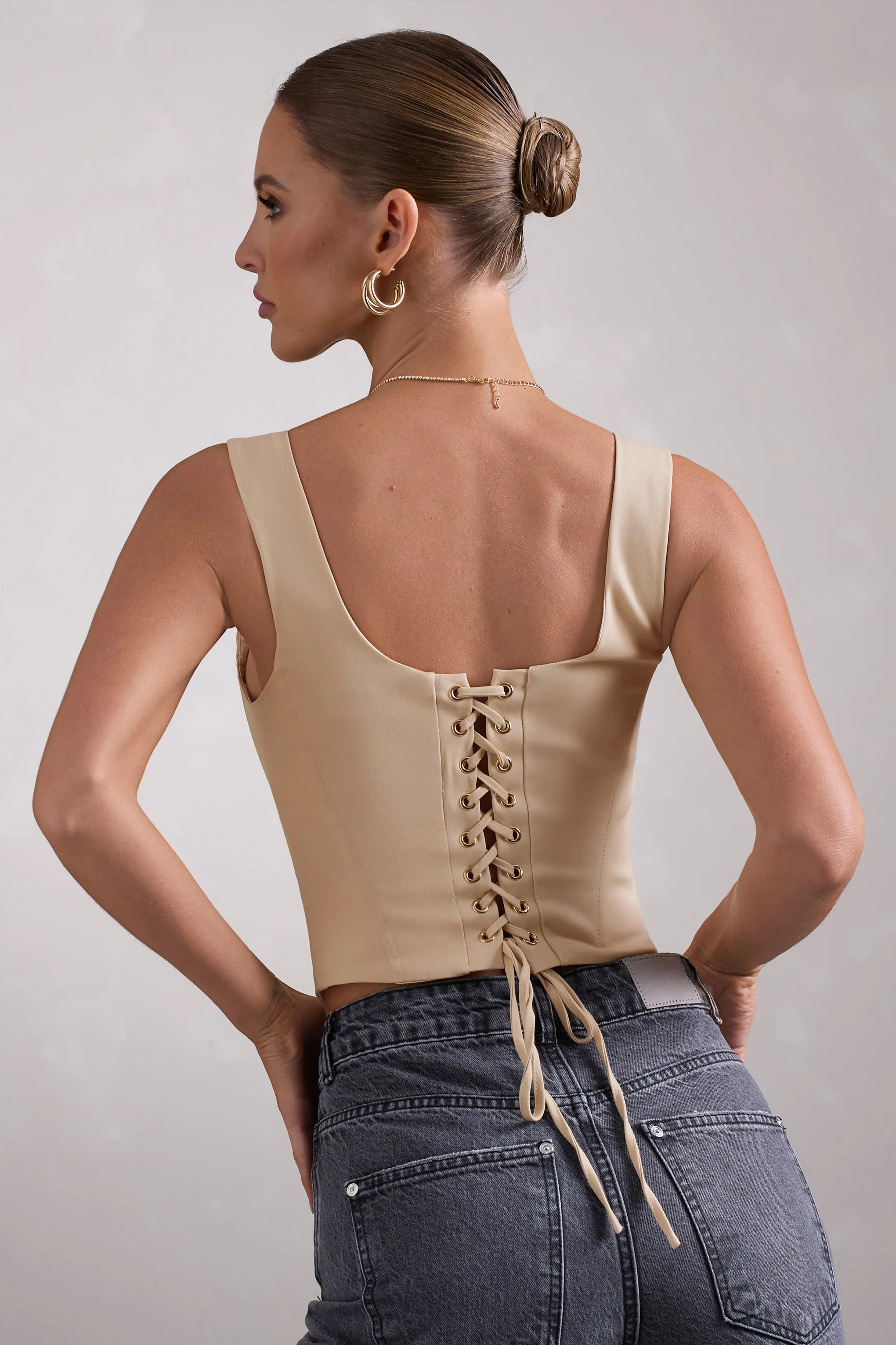 Yolanda | Stone Strappy Corset Top sold by Club L London product image thumbnail 3