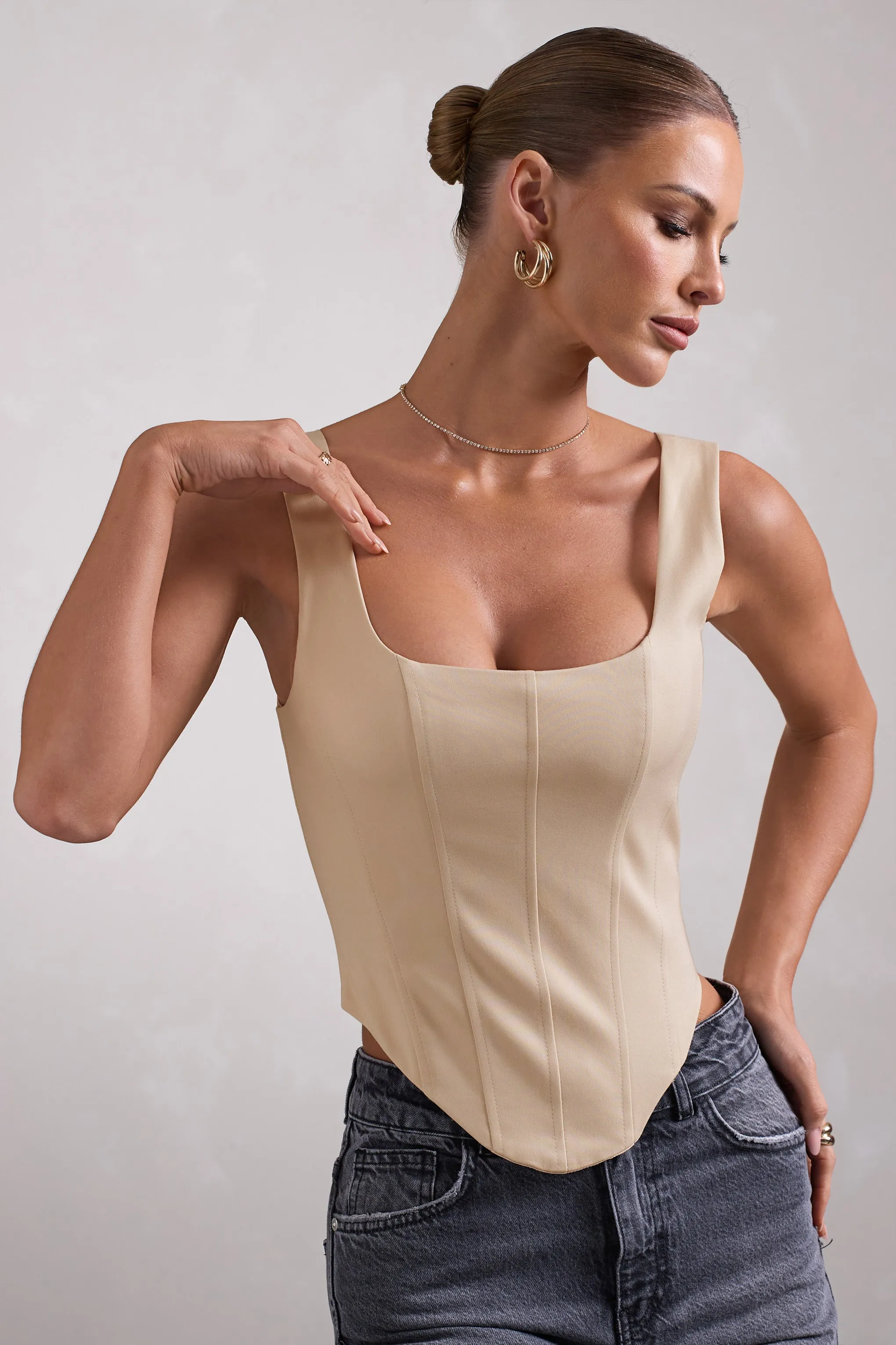 Yolanda | Stone Strappy Corset Top sold by Club L London product image thumbnail 2