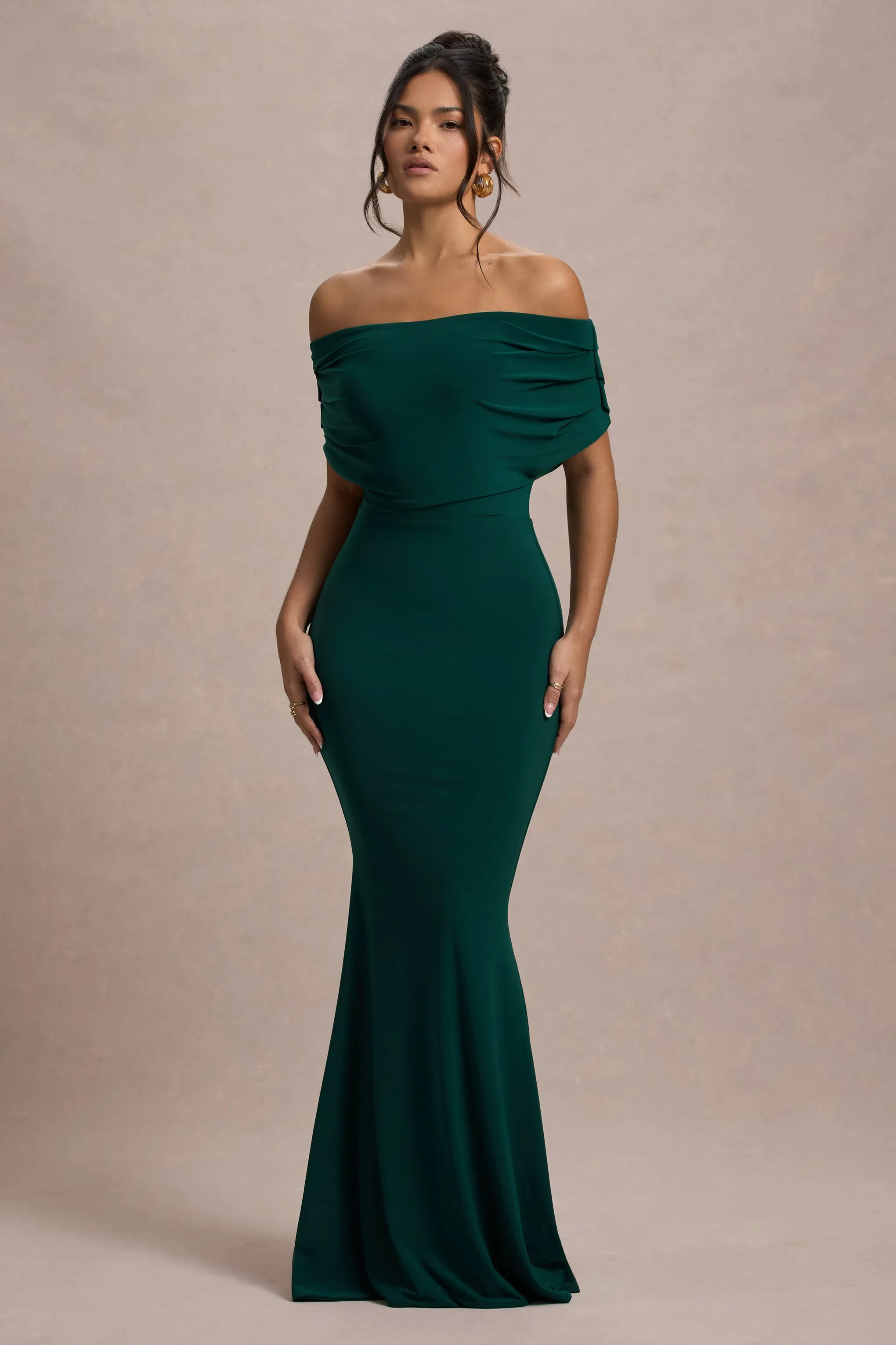 Bowden | Bottle Green Bardot Maxi Dress sold by Club L London product image thumbnail 4