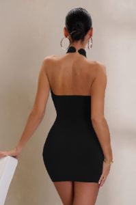 Any Time | Black Cut Out Halter Neck Mini Dress sold by Club L London