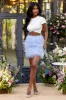 Day Dream | Powder Blue Feather Mini Skirt sold by Club L London