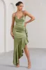 Lady Rosselini | Olive Strappy Asymmetric Ruffled Maxi Dress sold by Club L London