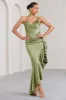 Lady Rosselini | Olive Strappy Asymmetric Ruffled Maxi Dress sold by Club L London