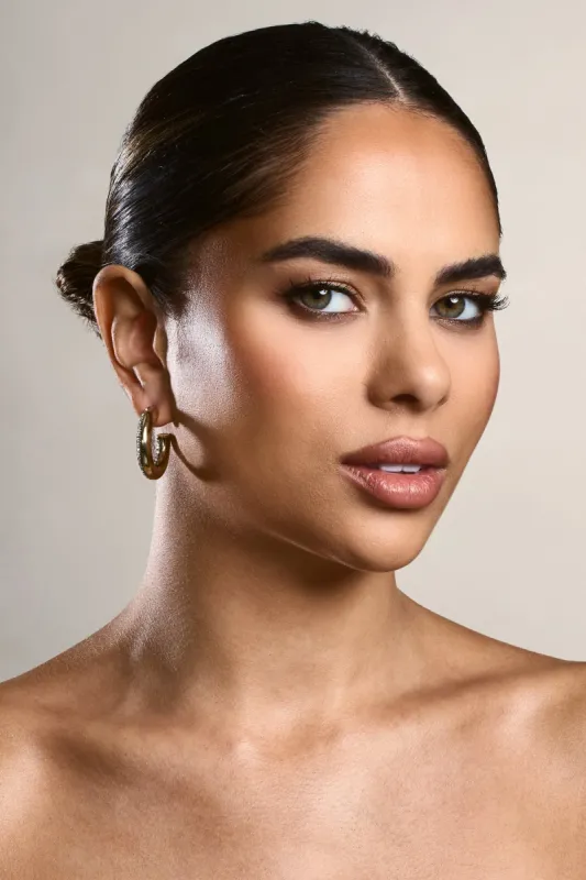 Ariesha | Gold Diamante Small Hoop Earrings sold by Club L London