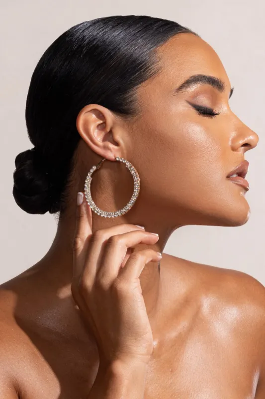 Amadea | Gold Diamante Hoop Earrings sold by Club L London