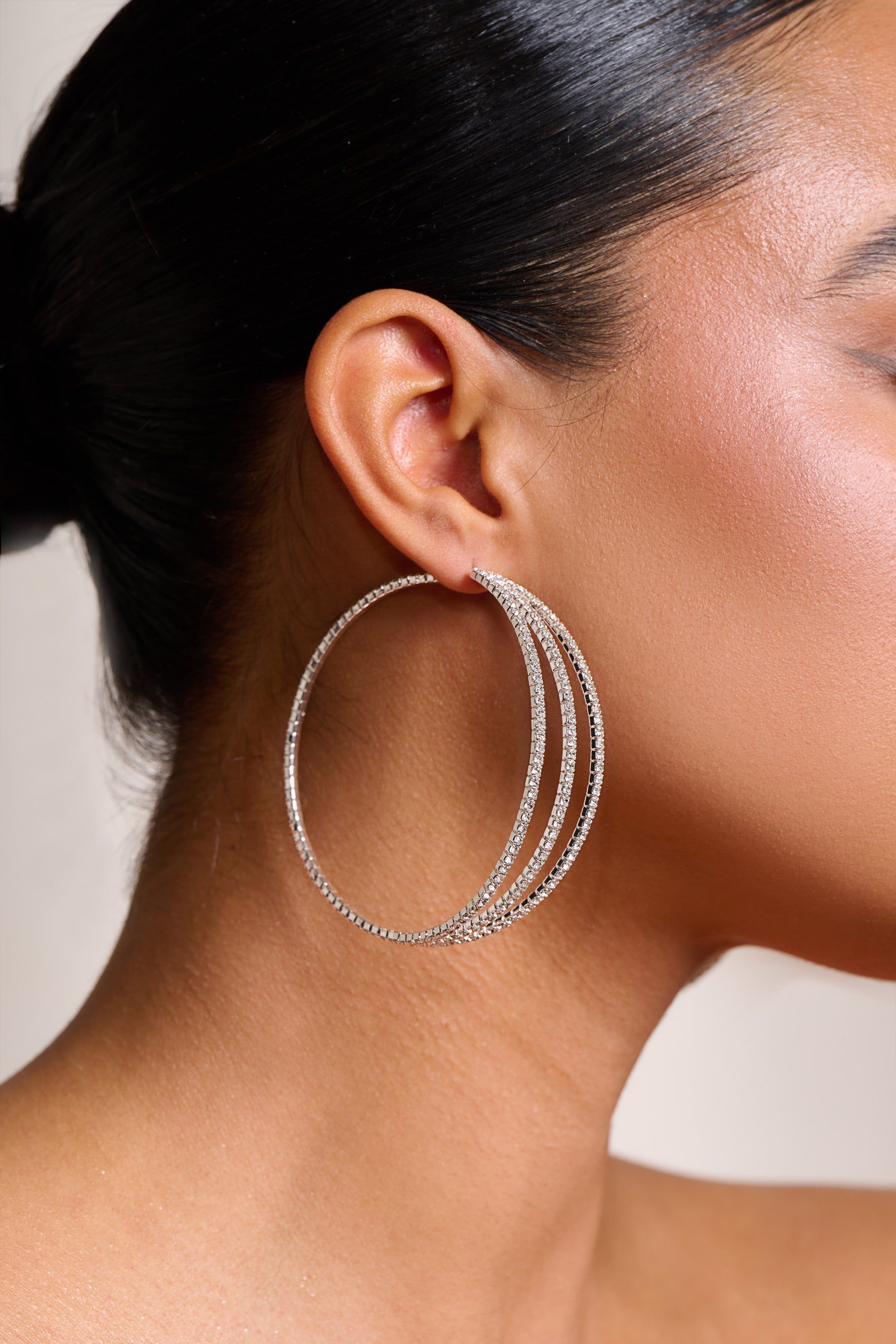 Maxie | Silver Layered Large Hoops sold by Club L London product image thumbnail 2