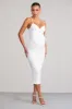 Nelly | White Maternity Cami Midi Dress with Twist Plunge sold by Club L London