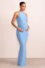 Nyssa | Powder Blue High Neck Sleeveless Maternity Maxi Dress sold by Club L London