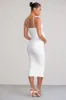 Nelly | White Maternity Cami Midi Dress with Twist Plunge sold by Club L London