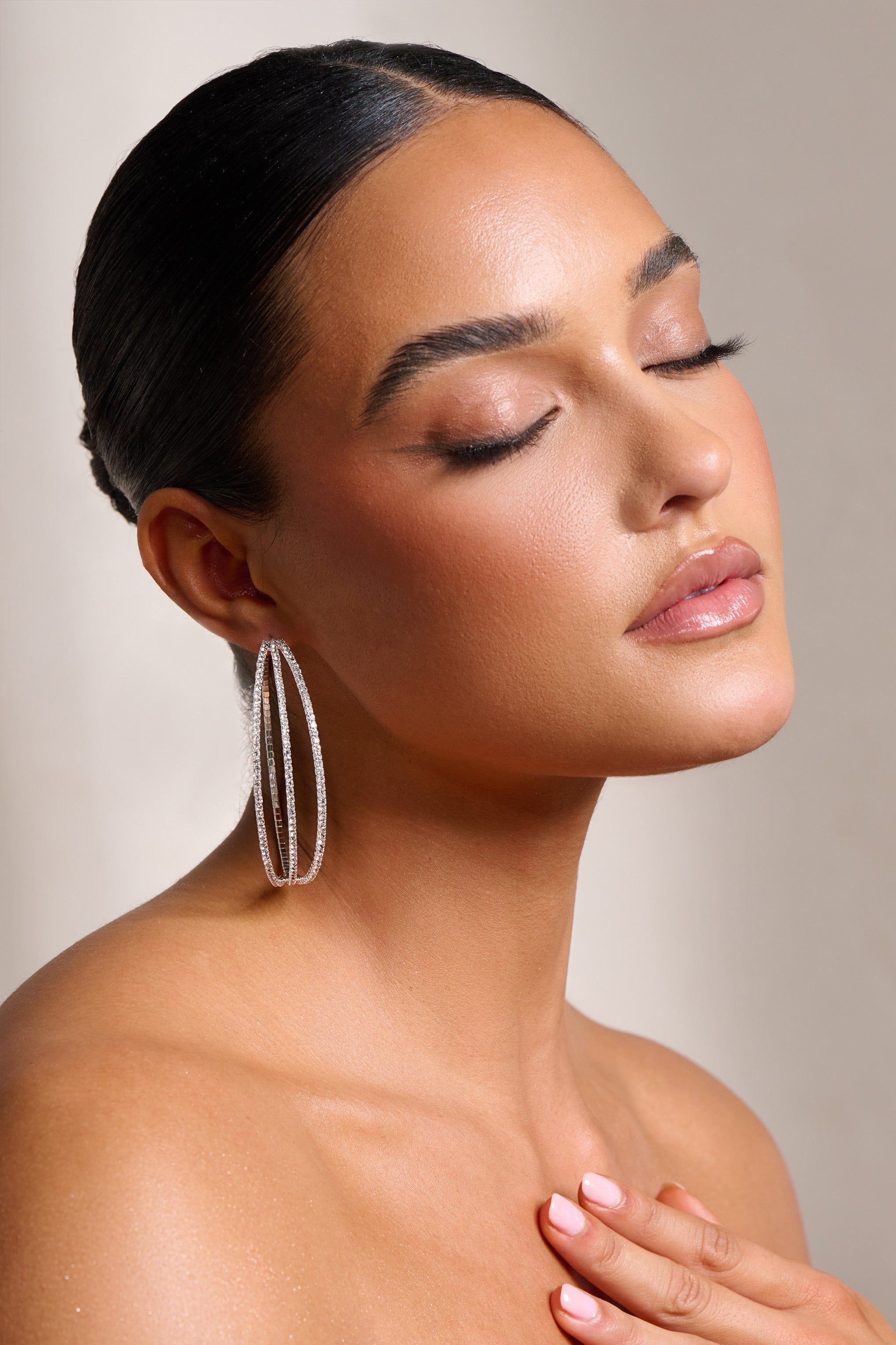 Maxie | Silver Layered Large Hoops sold by Club L London