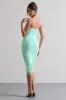 My Girl | Iced Green Strapless Bodycon Ruched Mesh Midi Dress sold by Club L London