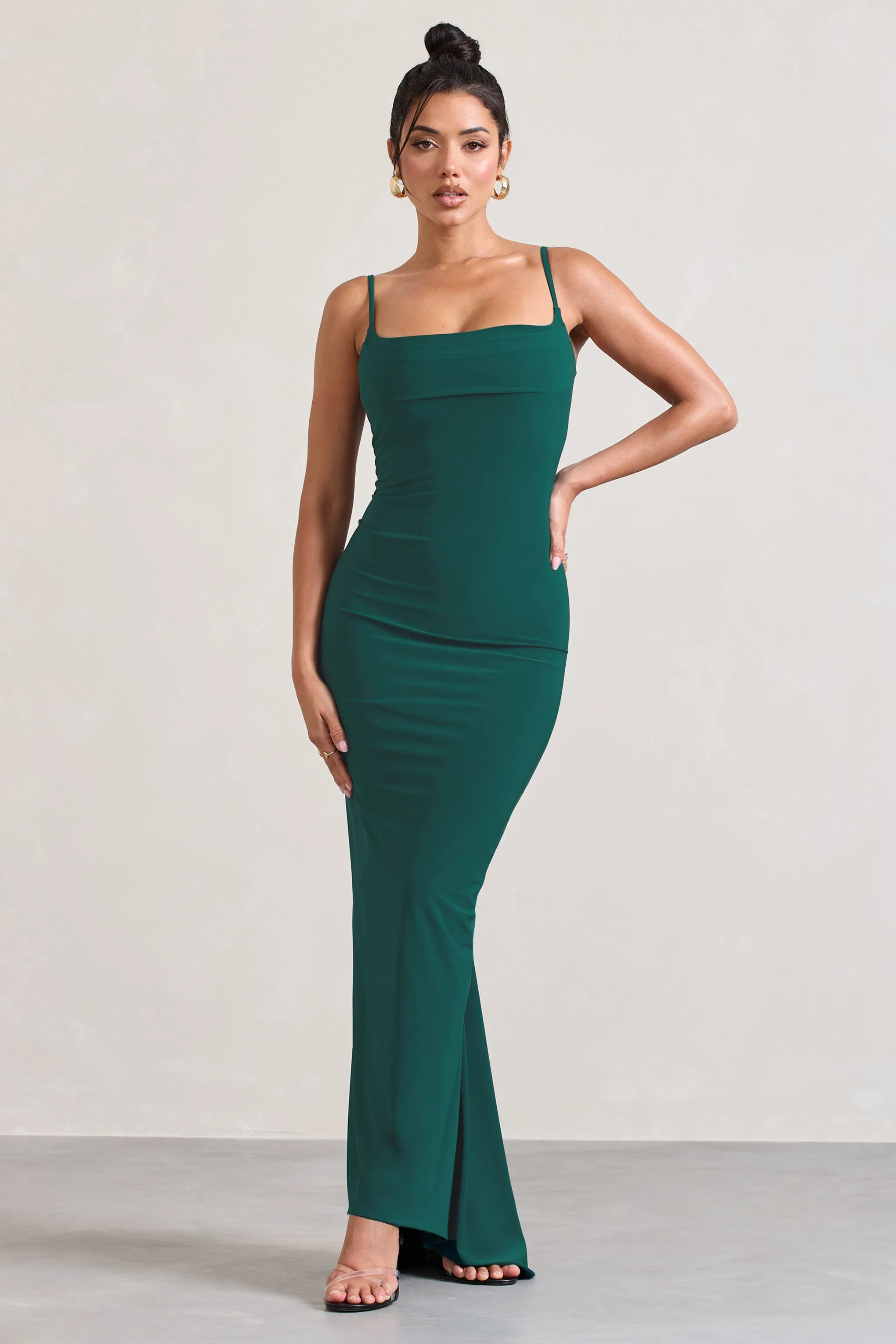 Camera One | Bottle Green Strappy Laced Bodycon Maxi Dress sold by Club L London product image thumbnail 4