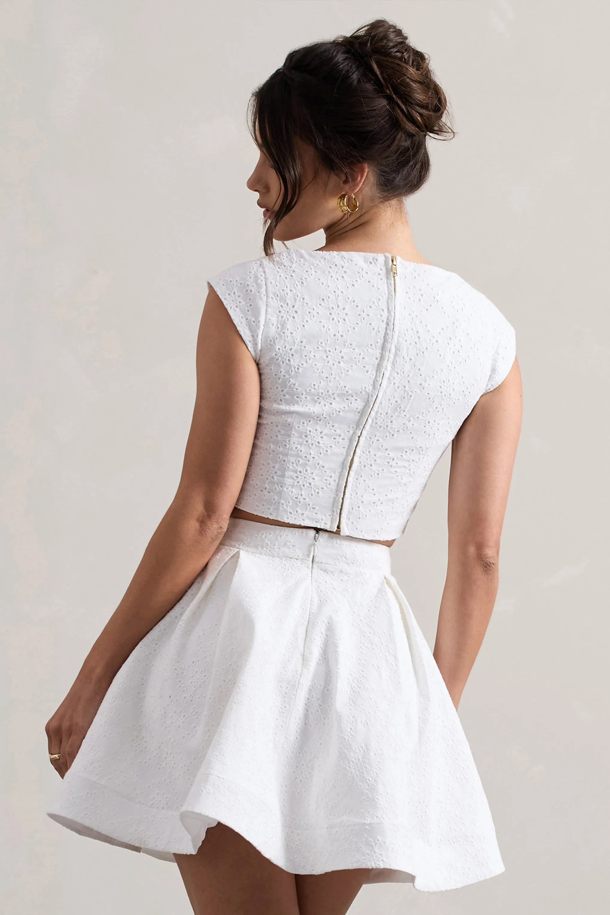 Estela | White Lace Square-Neck Crop Top sold by Club L London product image thumbnail 2