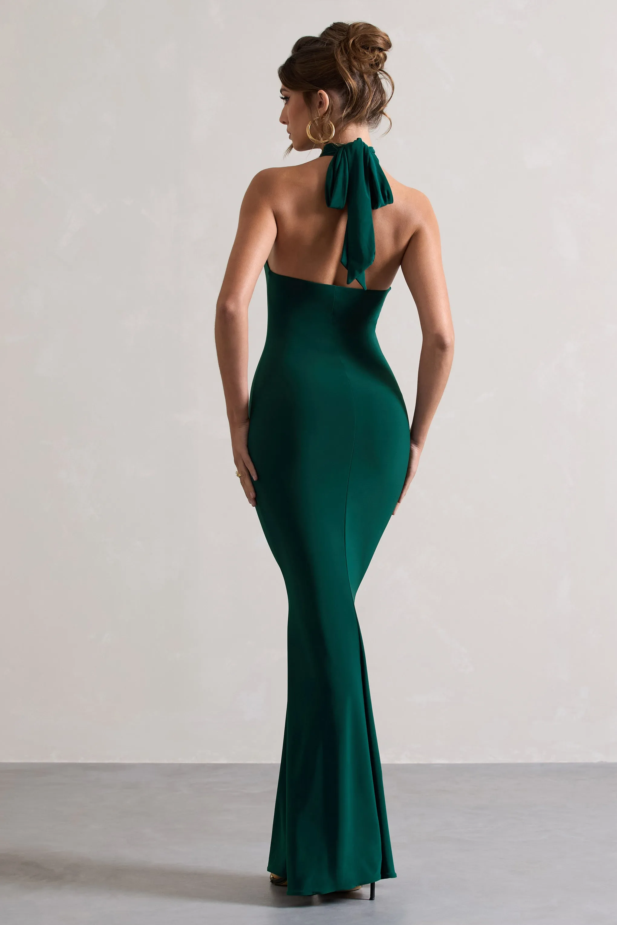 Colorado | Bottle Green High-Neck Maxi Dress sold by Club L London product image thumbnail 2
