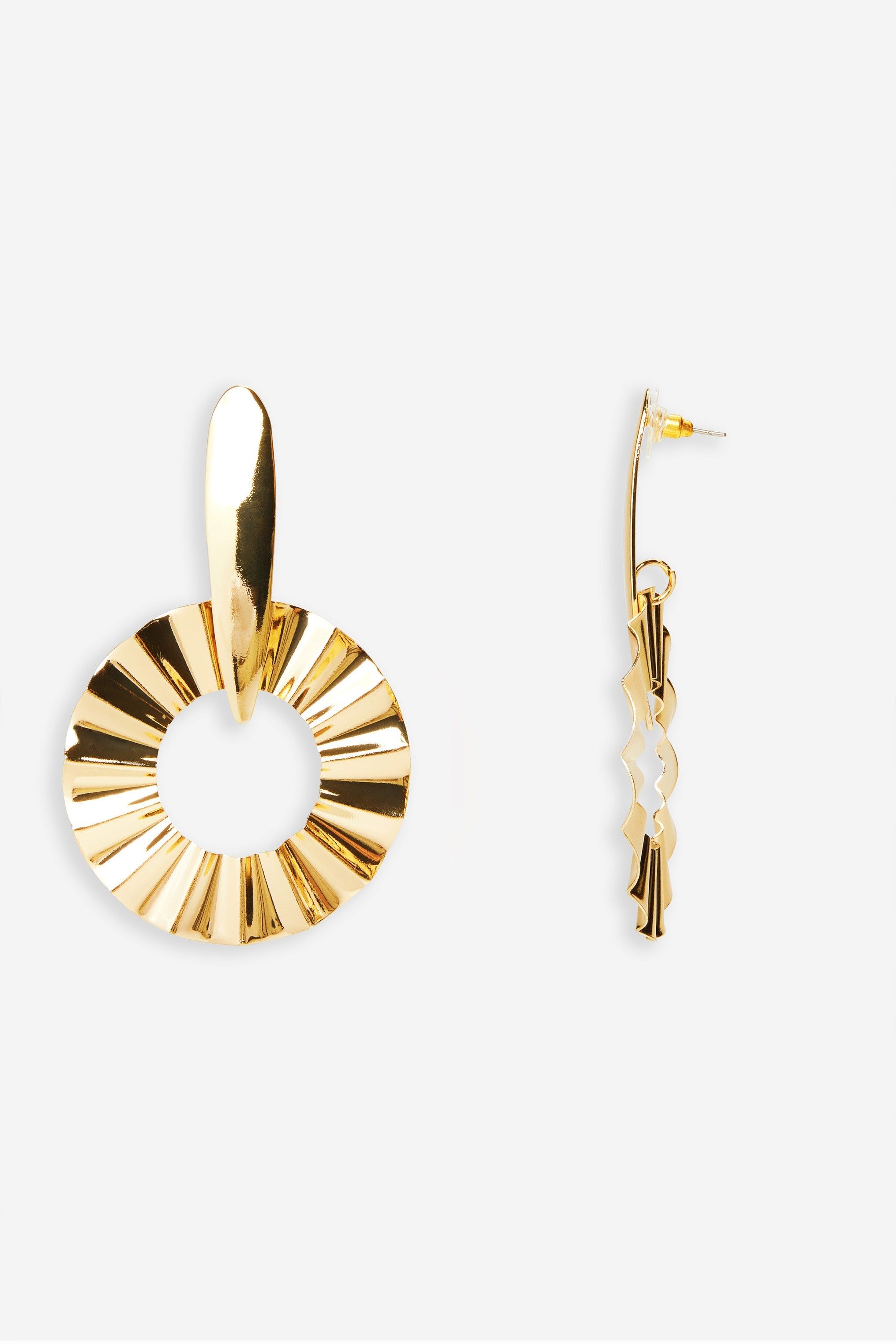 Suki | Gold Circle Drop Earrings sold by Club L London product image thumbnail 2