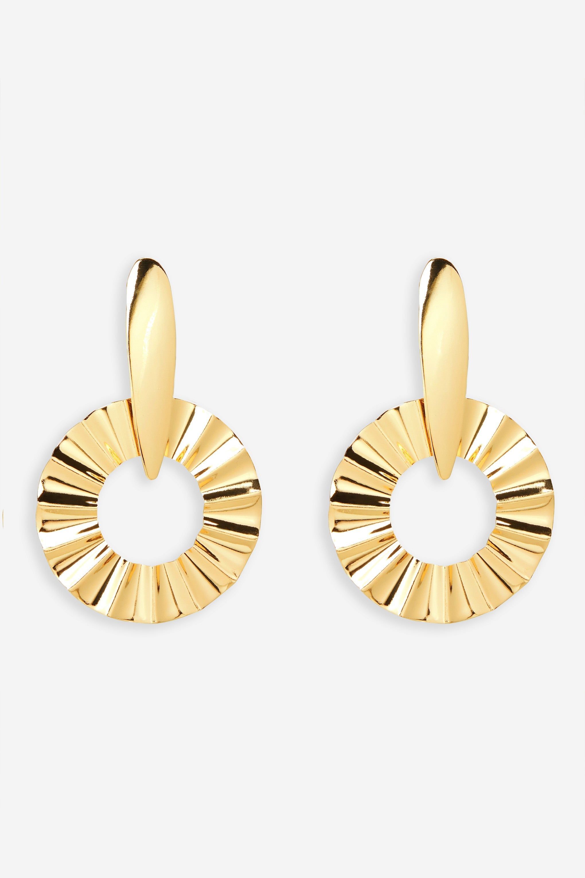 Suki | Gold Circle Drop Earrings sold by Club L London