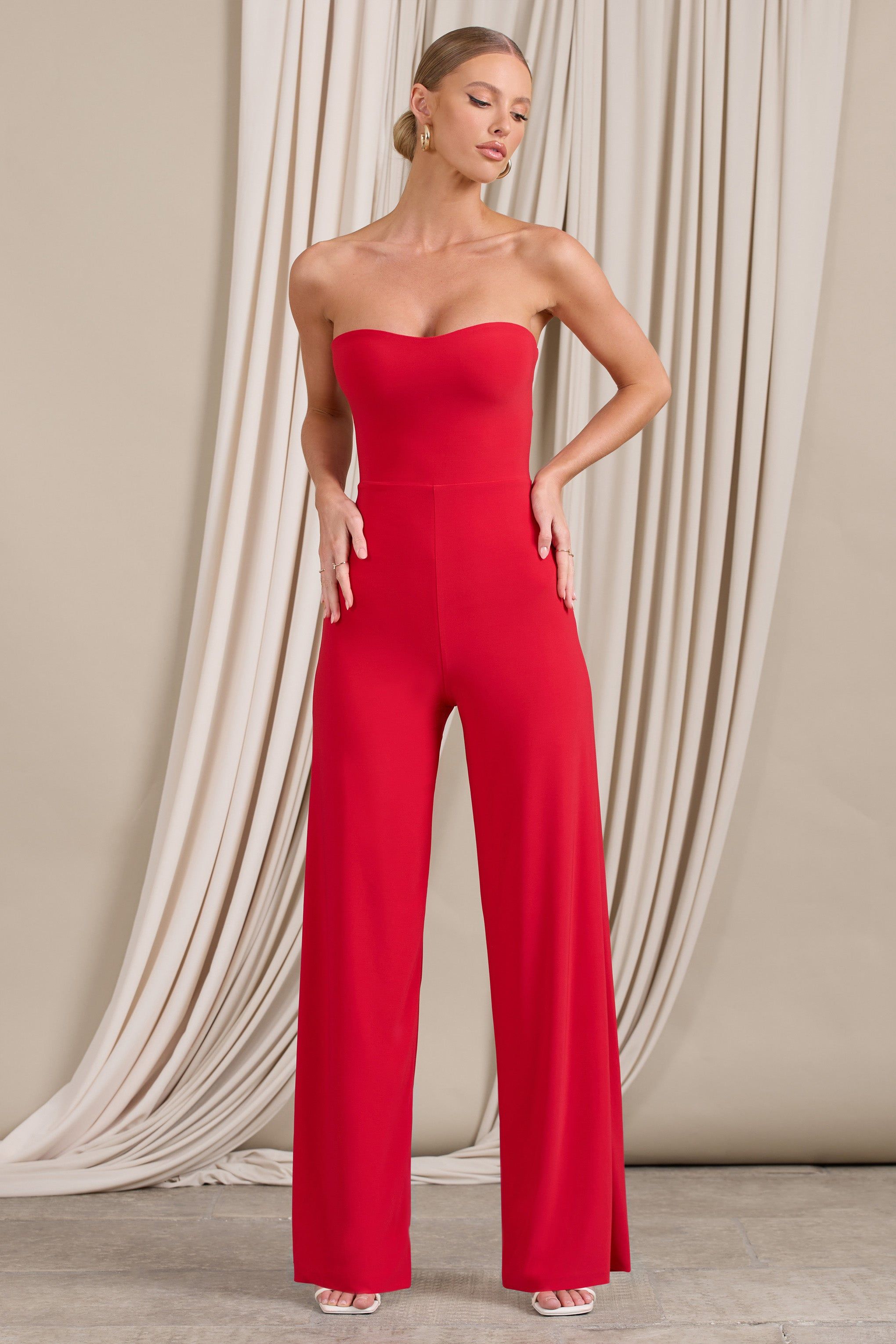 Janon | Red Sweetheart Bandeau Jumpsuit sold by Club L London product image thumbnail 3